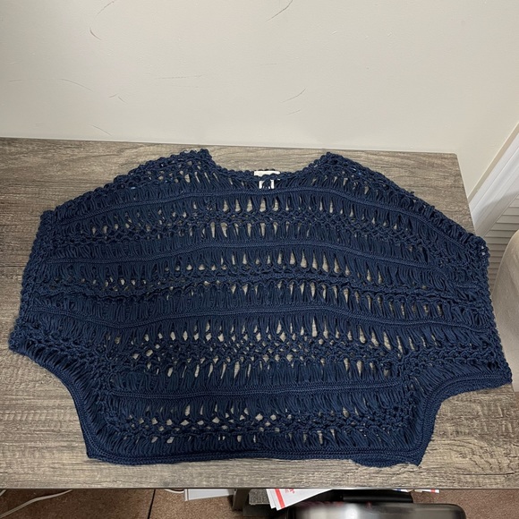 🎉 HP 🎉 Sans Souci Navy Loose Knit Oversized Dolman Style Blouse, Size S - Picture 5 of 9